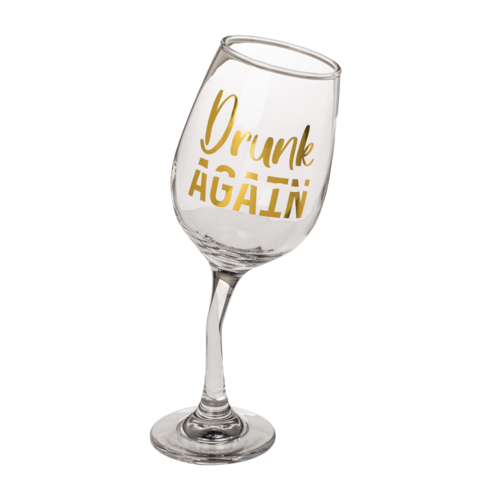 Wiebelig wijnglas - Drunk Again - 420ml