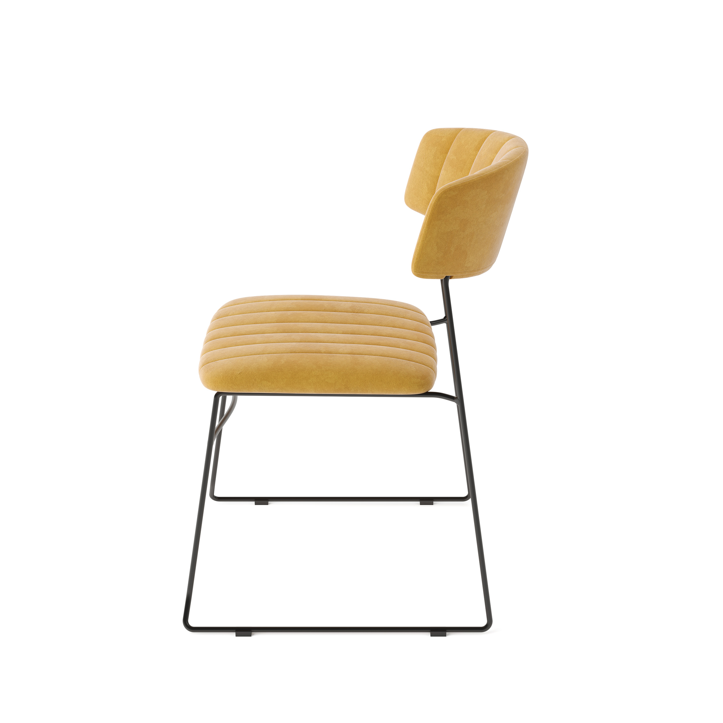 Mundo Stapelstoel geel, velvet gestoffeerd, brandvertragend, 54x55x79cm (LxBxH), 53004