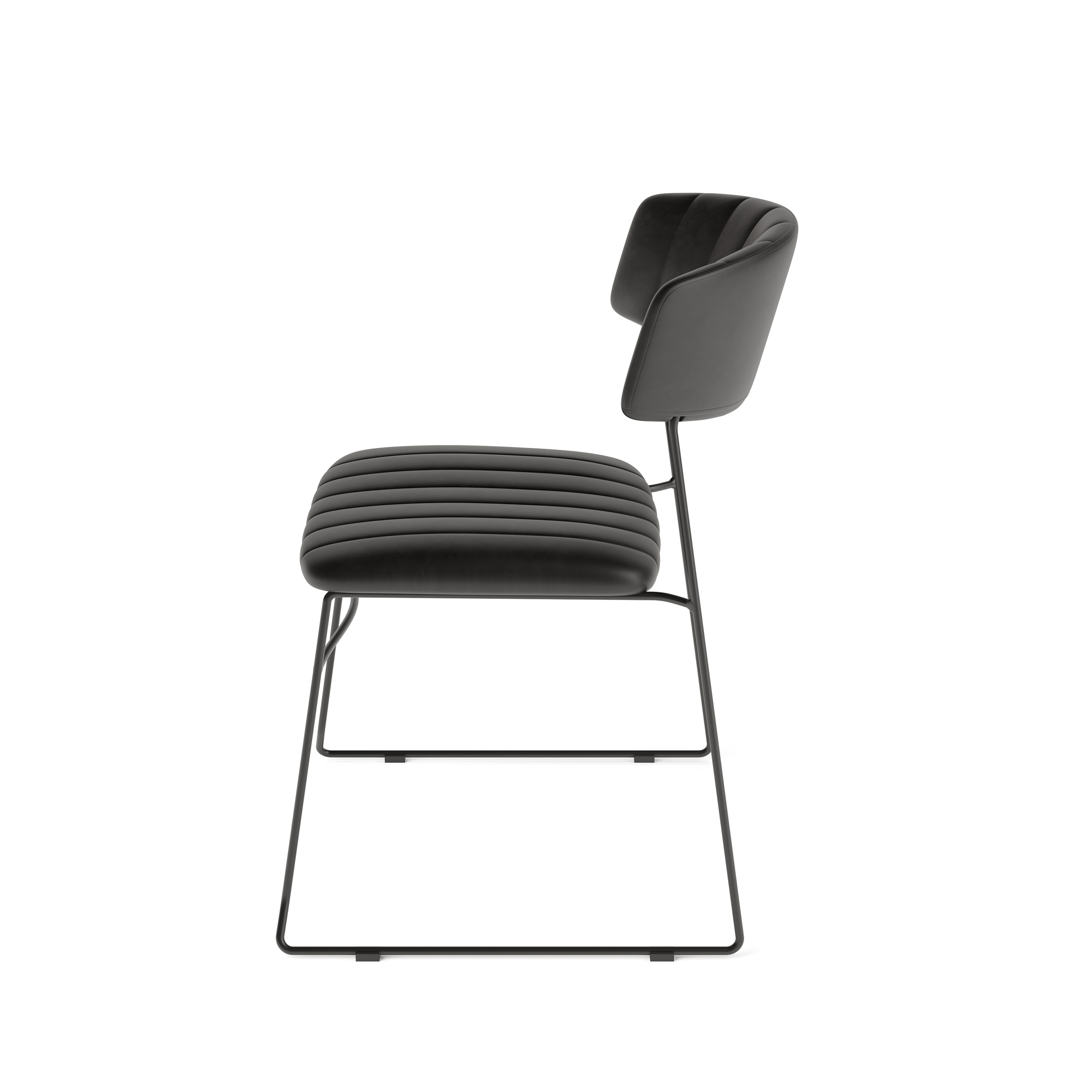 Mundo Stapelstoel zwart, Kunstleder, brandvertragend, 54x55x79cm (LxBxH), 53002