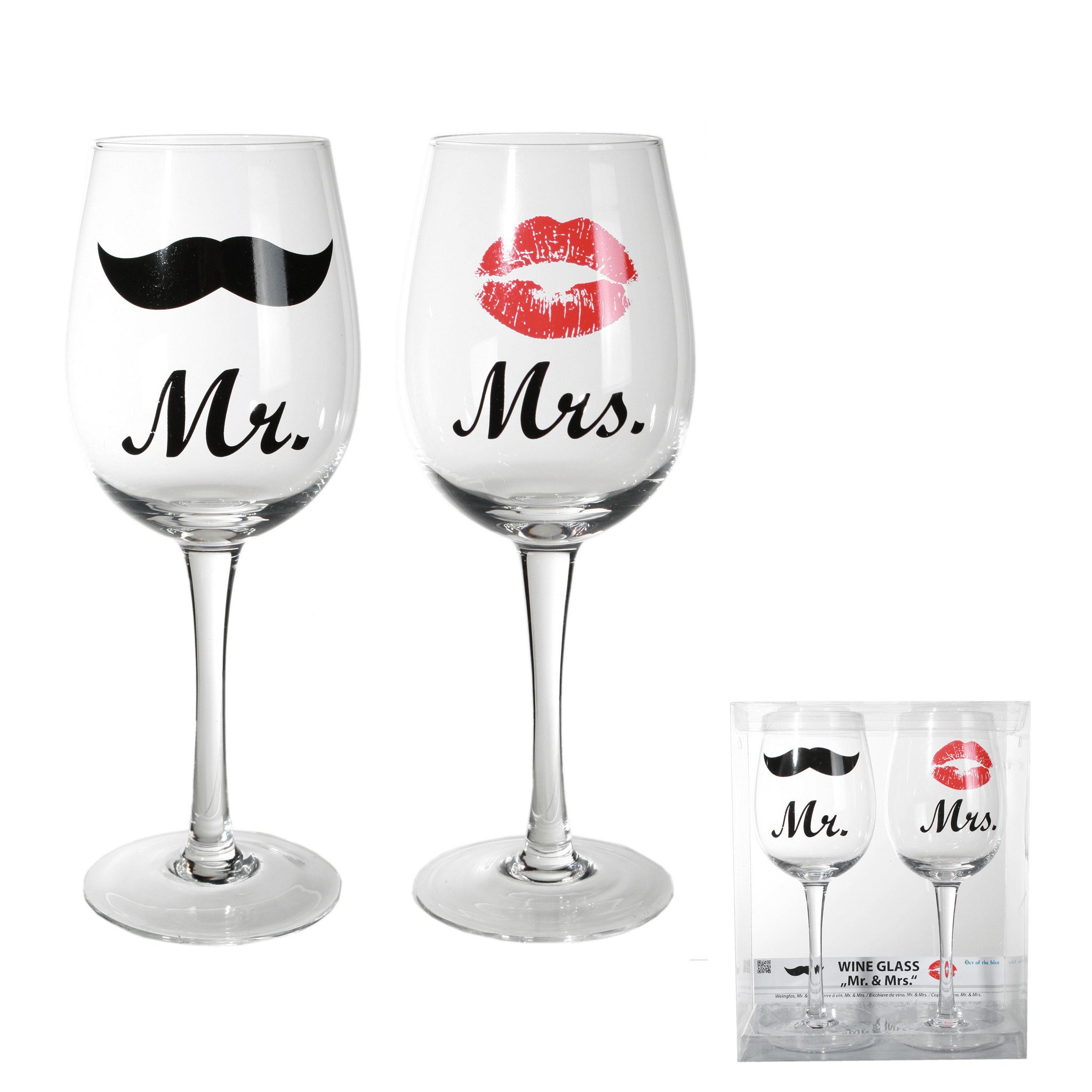 Wijnglazen Set - Mr. & Mrs. - 2 stuks - 430ml