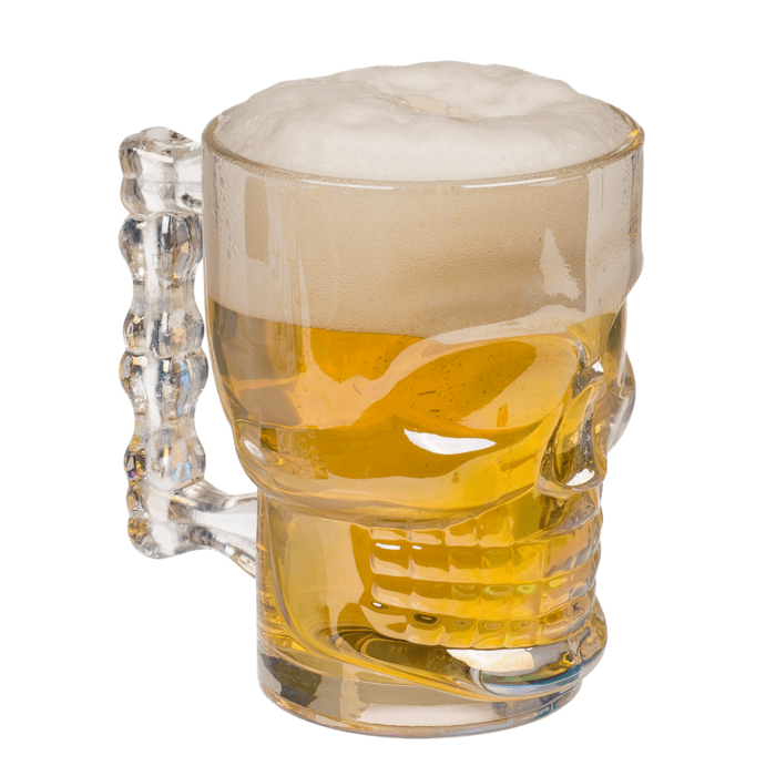 Glazen bierpul - Doodskop - 500ml