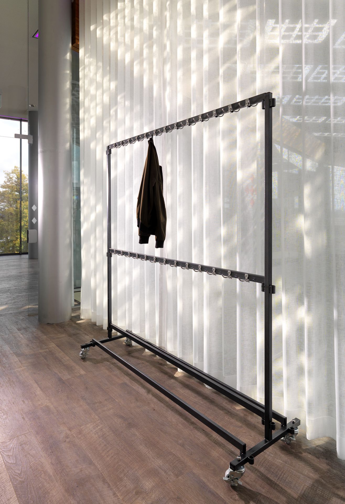 Garderoberek groot met 104 haken, Staal, Mobiel en demontabel, uitbreidbaar, 192x60x200cm (LxBxH), C10004