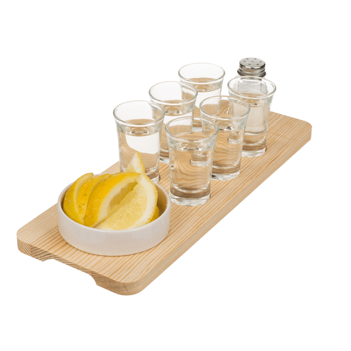 Tequila Serveerset - 9-delig - Serveerplank, shotglazen, zoutvaatje en schaal