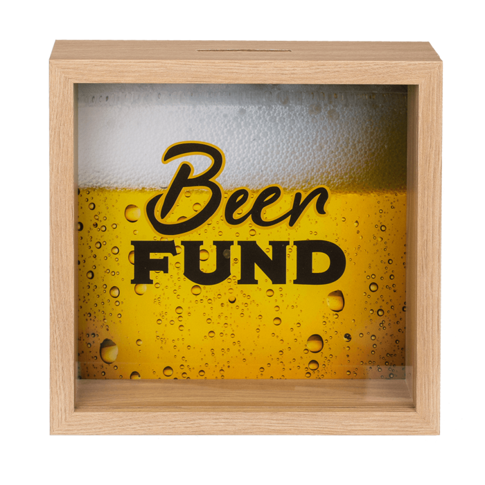 Houten spaarpot voor bier - Beer Fund