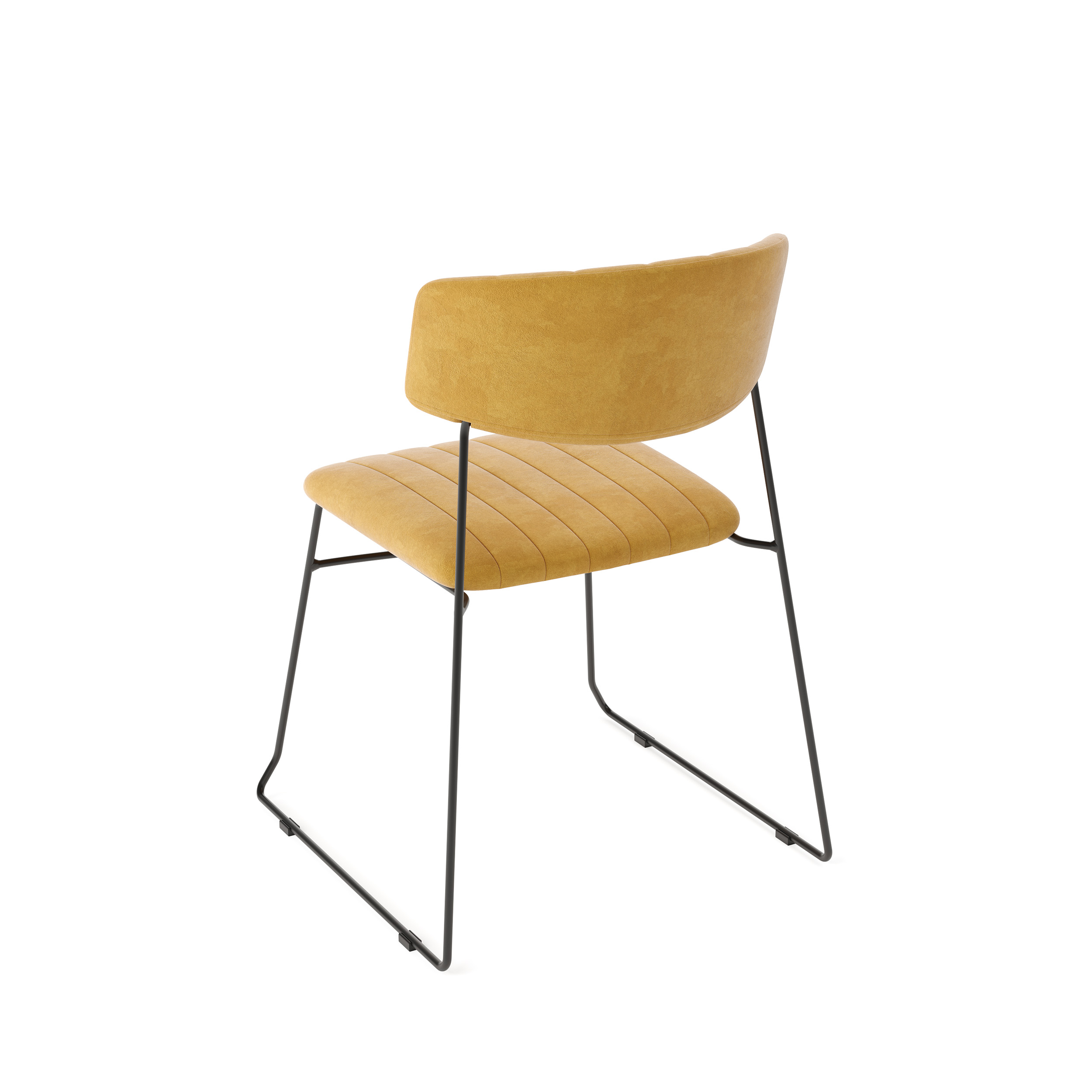 Mundo Stapelstoel geel, velvet gestoffeerd, brandvertragend, 54x55x79cm (LxBxH), 53004