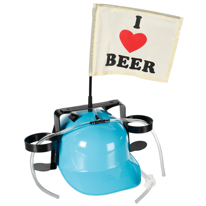 Drankhelm met vlag - I Love Beer - 2 kleuren assorti - Per stuk