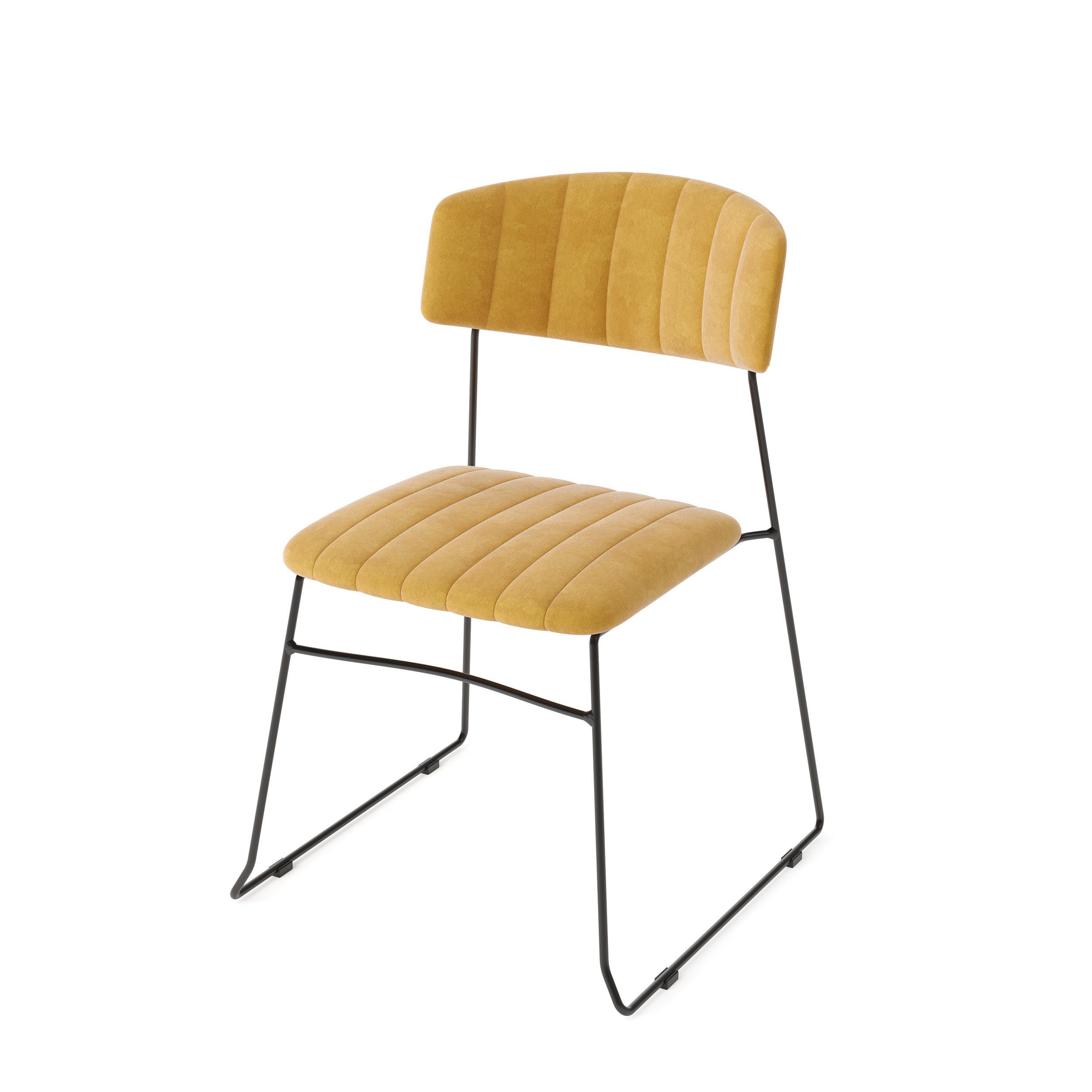 Mundo Stapelstoel geel, velvet gestoffeerd, brandvertragend, 54x55x79cm (LxBxH), 53004