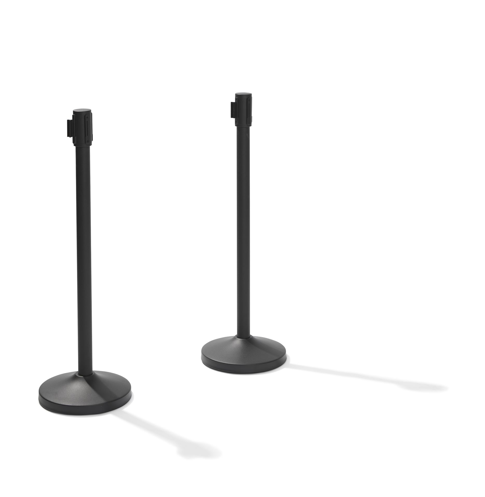 Trendy afzetpaal Zwart met zwarte band, Afsluitlengte 180 cm, Voet Ø 32cm, Paal Ø 5cm, Hoogte 99 cm, 8 kg, 10104BL