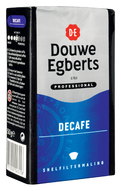 Koffie Douwe Egberts snelfiltermaling decafe 250gr