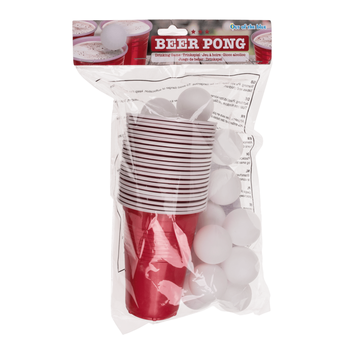 Beer Pong Set - 22 red cups en 15 tafeltennisballen - 550ml