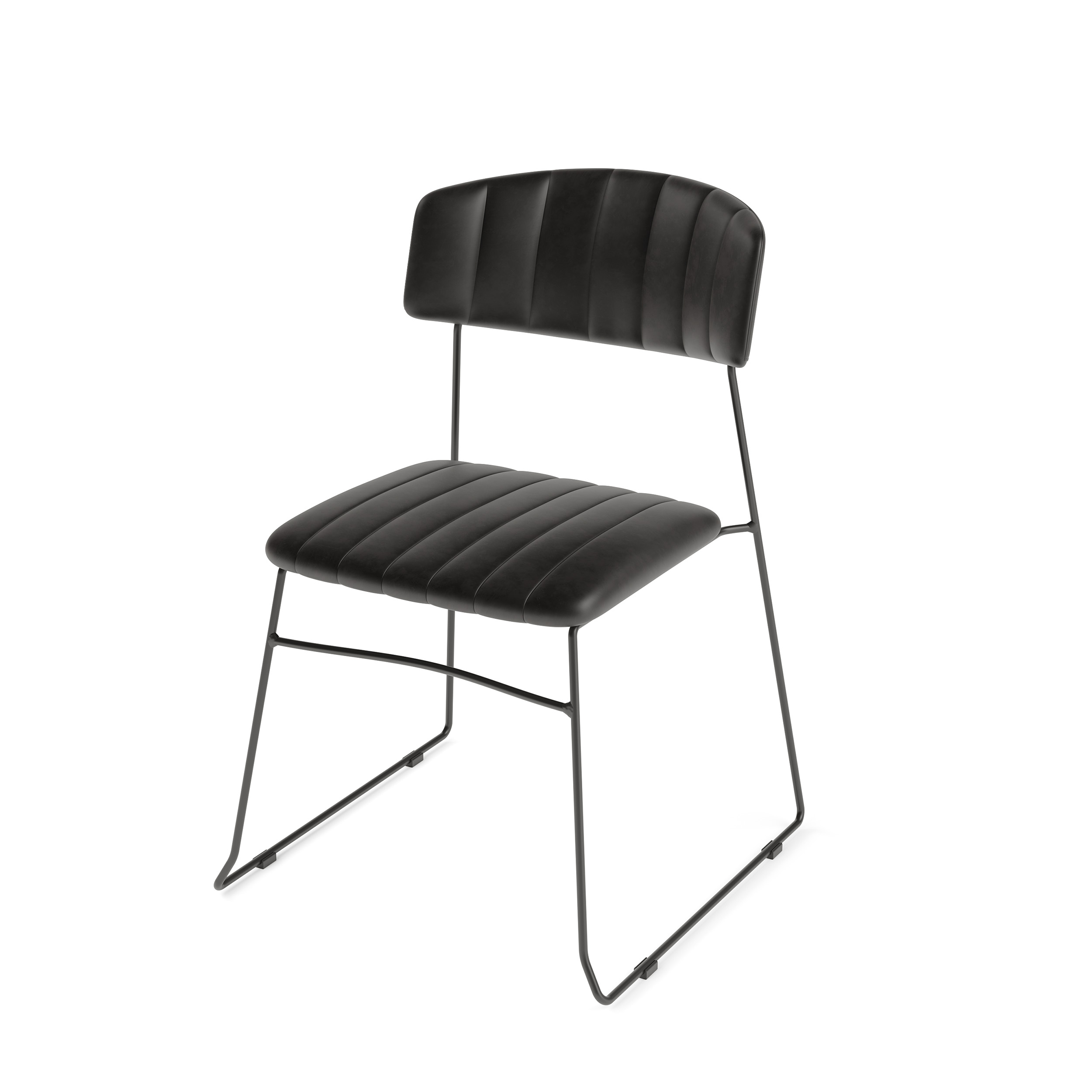 Mundo Stapelstoel zwart, Kunstleder, brandvertragend, 54x55x79cm (LxBxH), 53002