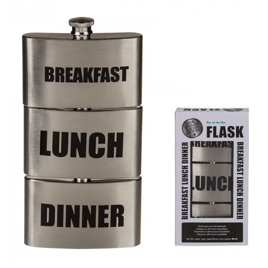 3-delige Veldfles - Breakfast. Lunch & Dinner - RVS Flask