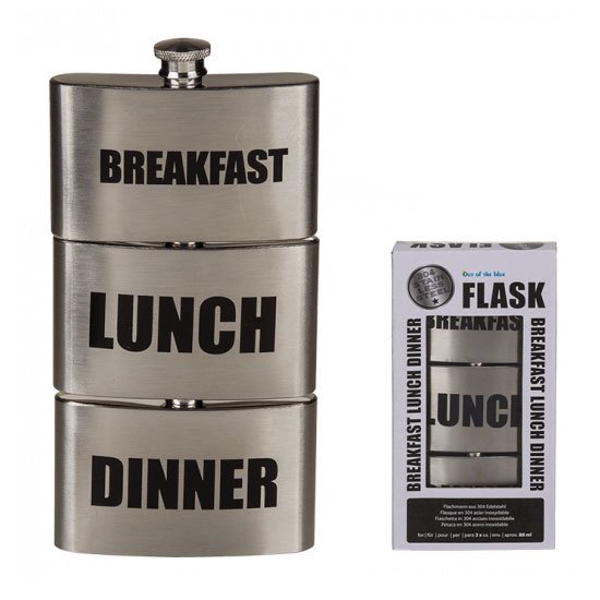 3-delige Veldfles - Breakfast. Lunch & Dinner - RVS Flask 3-delige Veldfles - Breakfast. Lunch & Dinner - RVS Flask