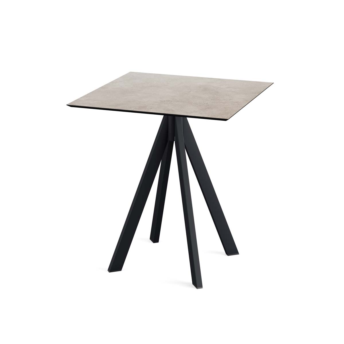 Infinity Terrastafel zwart frame + Moonstone HPL 70x70 cm