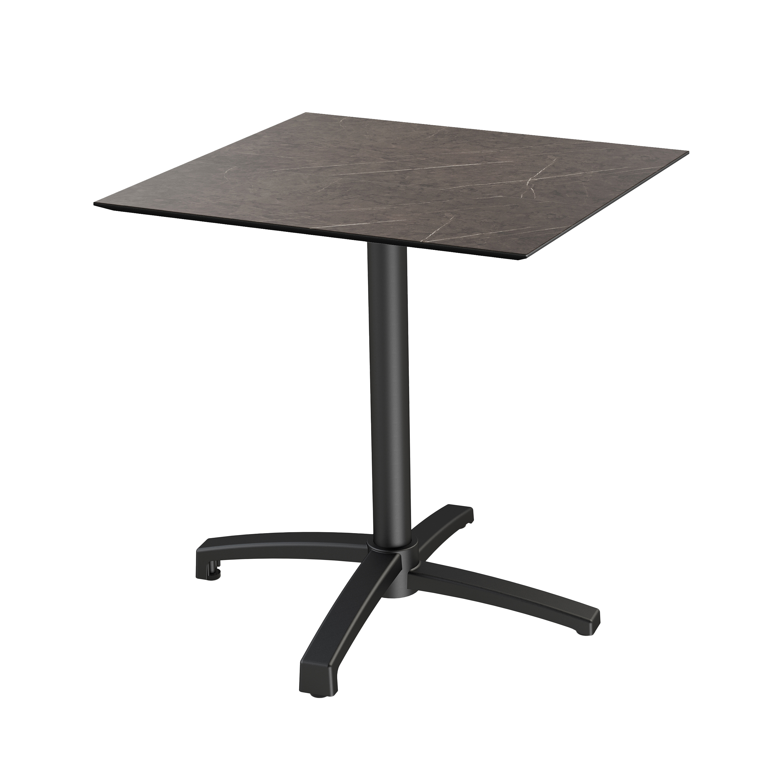 X Cross Terrastafel zwart frame + Midnight Marble HPL 70x70 cm