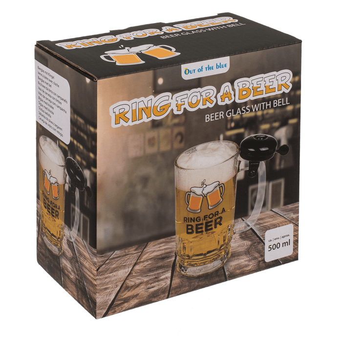 Glazen bierpul met bel - Ring for a beer - 500ml