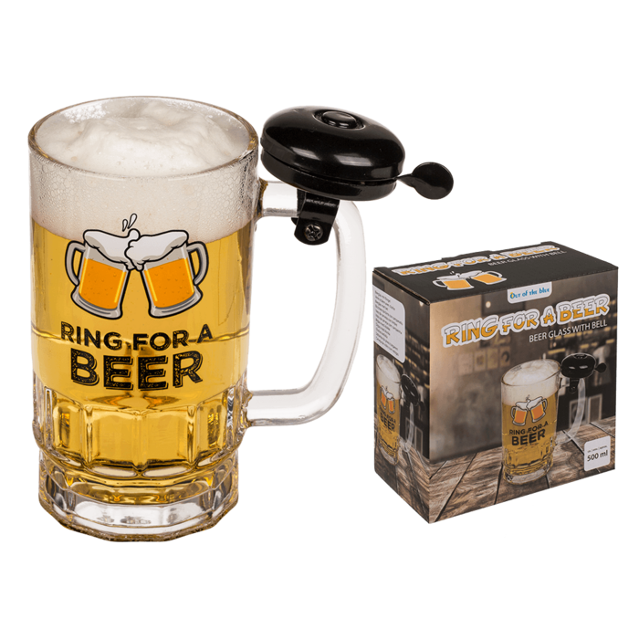 Glazen bierpul met bel - Ring for a beer - 500ml