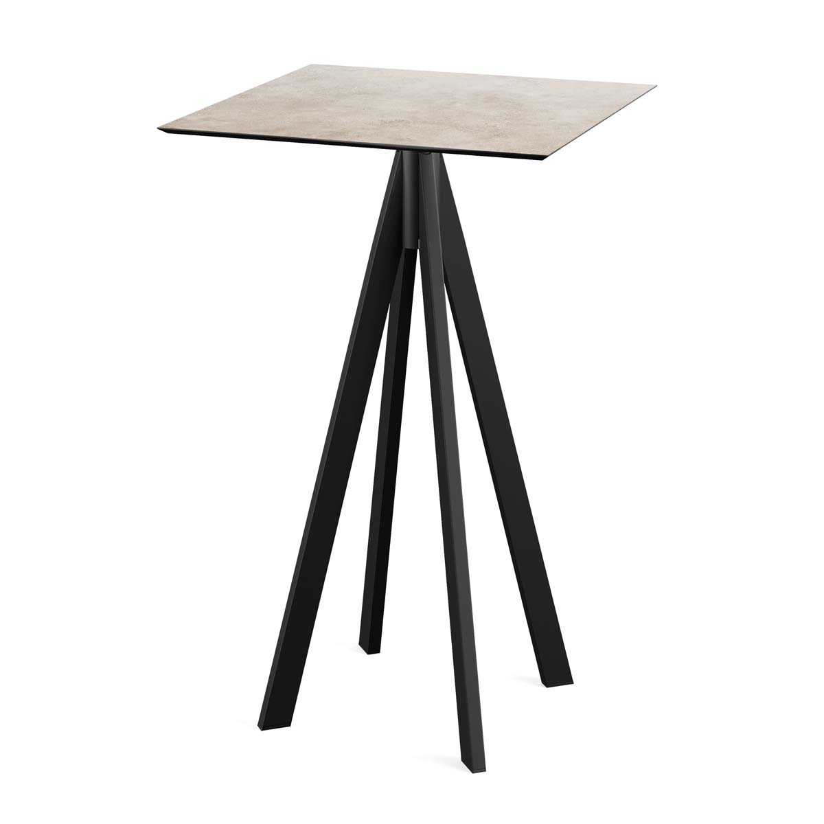 Infinity Statafel zwart frame + Moonstone HPL 70x70 cm