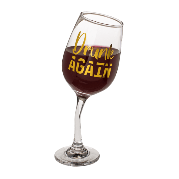 Wiebelig wijnglas - Drunk Again - 420ml
