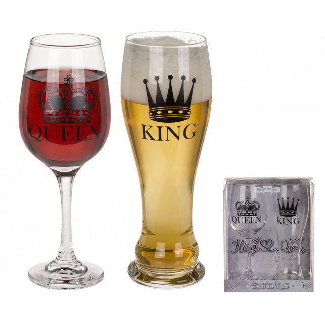 King & Queen - Glazenset - Wijnglas & Bierglas