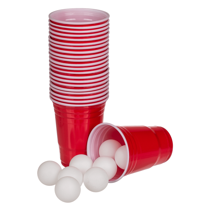 Beer Pong Set - 22 red cups en 15 tafeltennisballen - 550ml