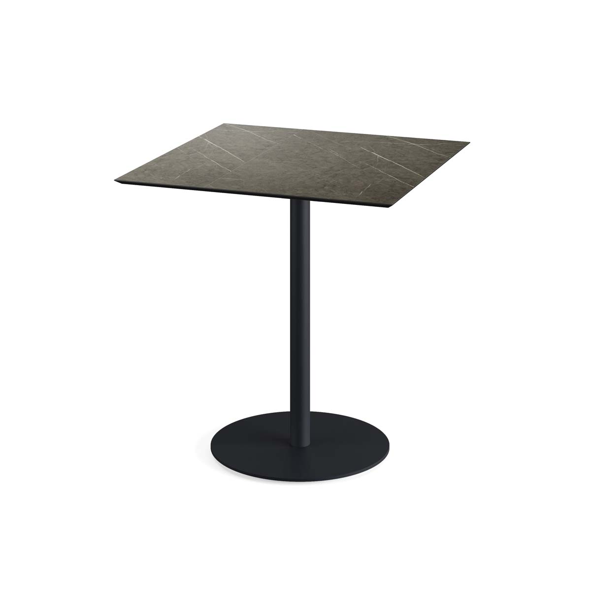 Urban Terrastafel zwart frame + Midnight Marble HPL 70x70 cm