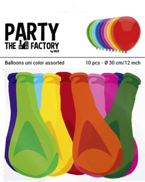 Ballon Haza uni 30cm 10 stuks assorti