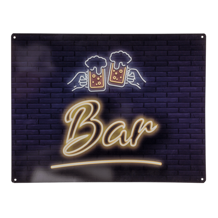 Metalen wandbord - Bar & bier - 40x30cm