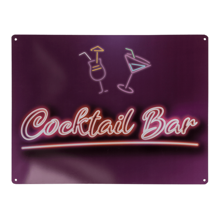 Cocktail -Bar - Metalen bord - Muur - 30x40 cm - mancave