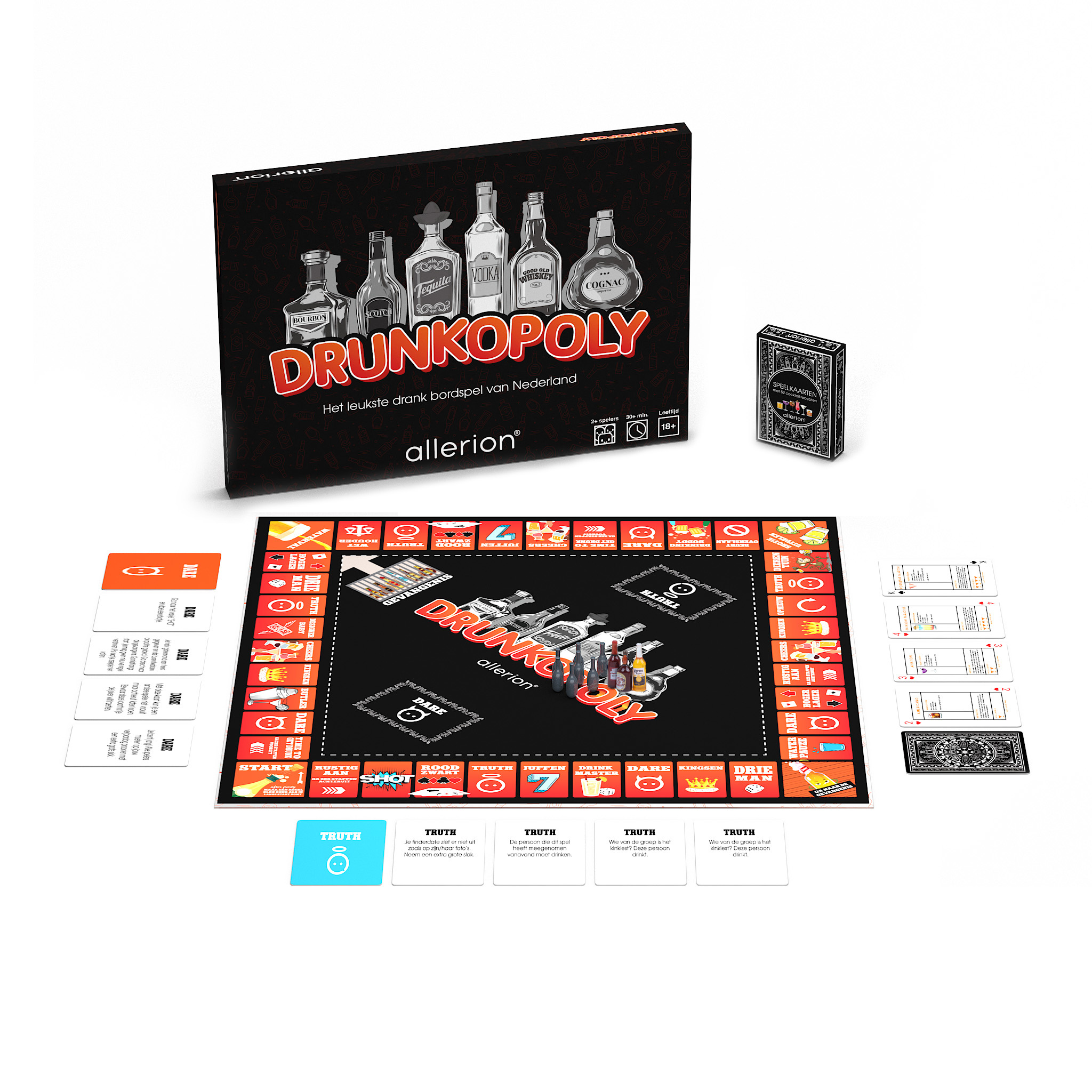 Allerion Drunkopoly – Time to get Drunk – Drankspel Monopoly – Bordspel – 8 Personen – Inclusief Cocktail Speelkaarten