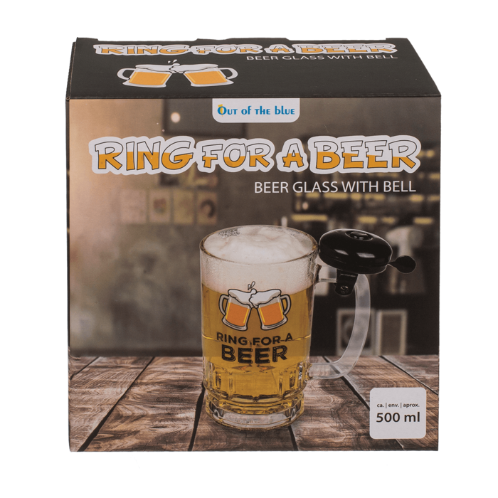 Glazen bierpul met bel - Ring for a beer - 500ml