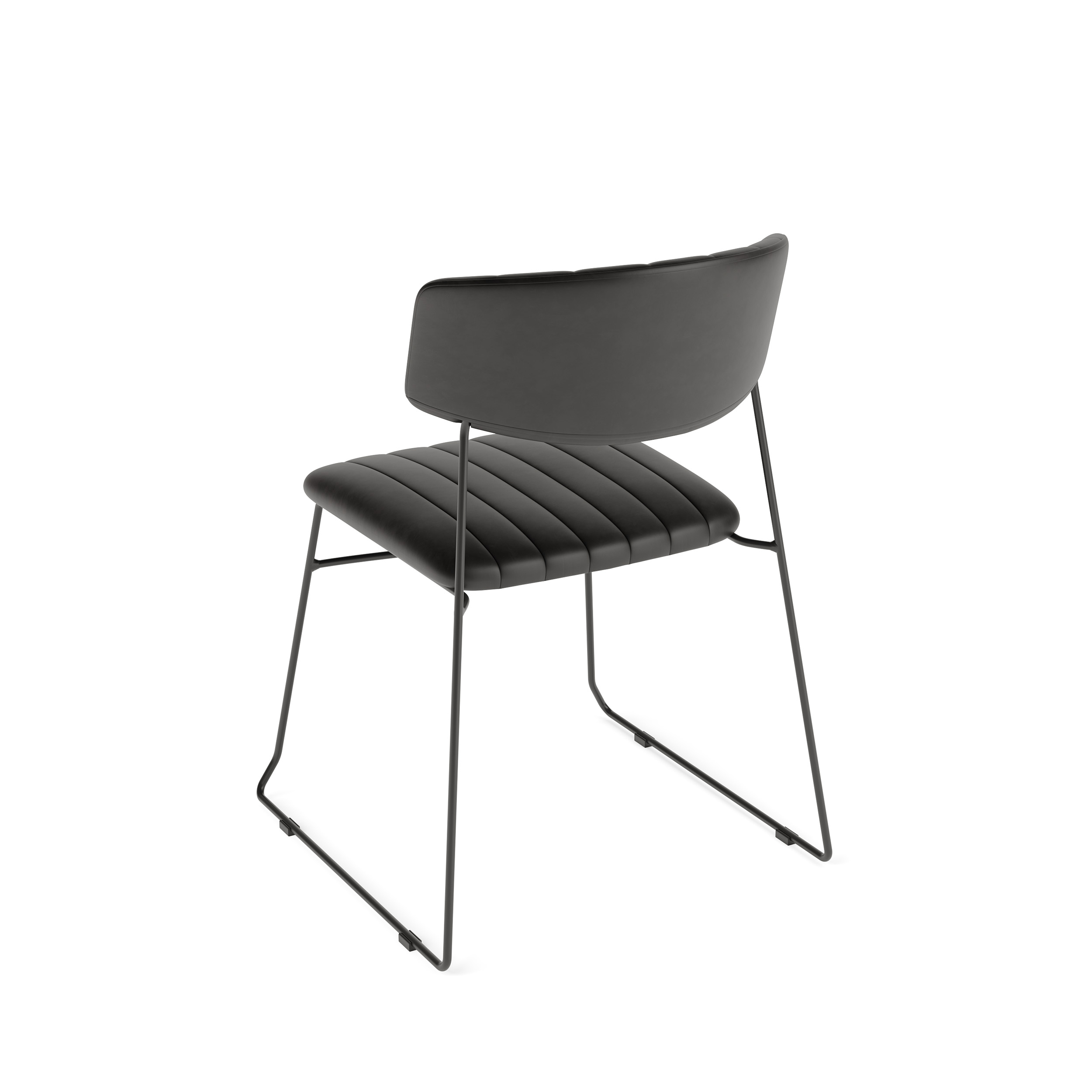 Mundo Stapelstoel zwart, Kunstleder, brandvertragend, 54x55x79cm (LxBxH), 53002