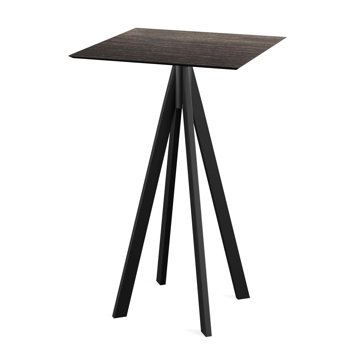 Infinity Statafel zwart frame + Riverwashed Wood HPL 70x70 cm